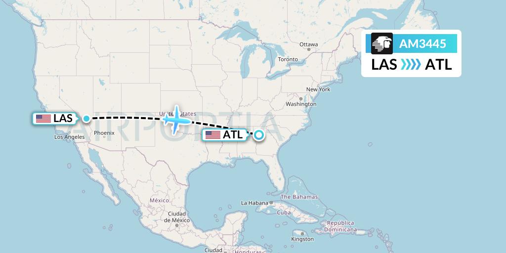 AM3445 Aeromexico Flight Map: Las Vegas to Atlanta