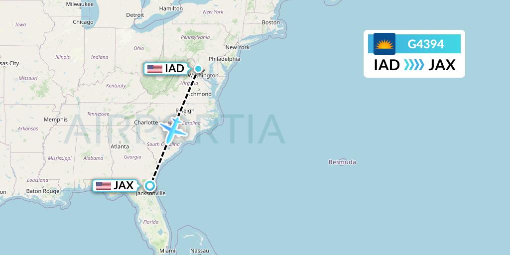G4394 Allegiant Air Flight Map: Washington to Jacksonville