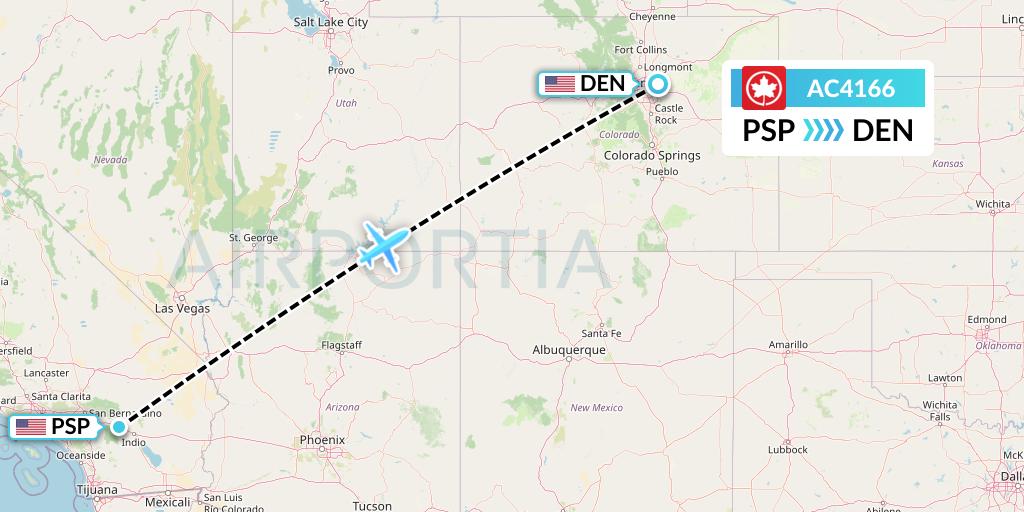 AC4166 Air Canada Flight Map: Palm Springs to Denver
