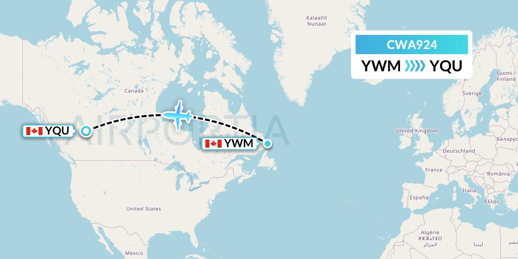 CWA924 Can West Corporate Air Charters Ltd. Flight Map: Williams Harbour to Grande Prairie