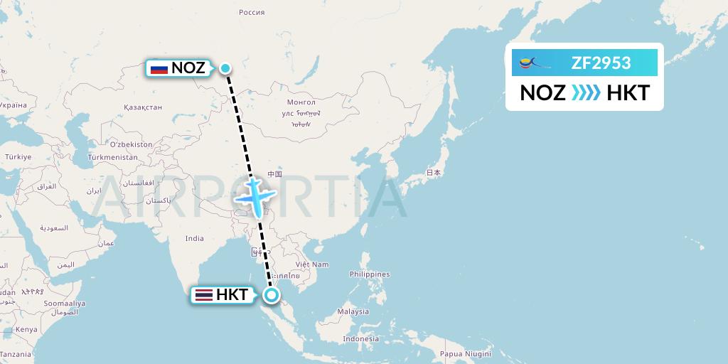 ZF2953 Azur Air Flight Map: Novokuznetsk to Phuket
