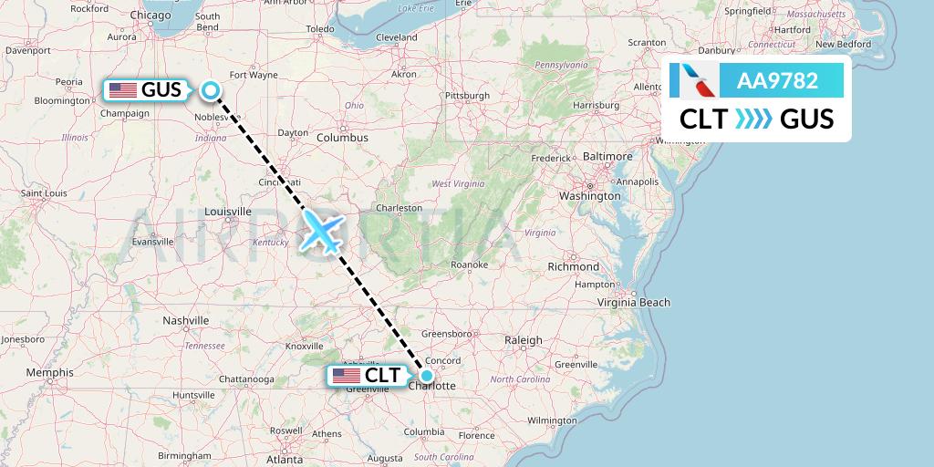 AA9782 American Airlines Flight Map: Charlotte to Peru
