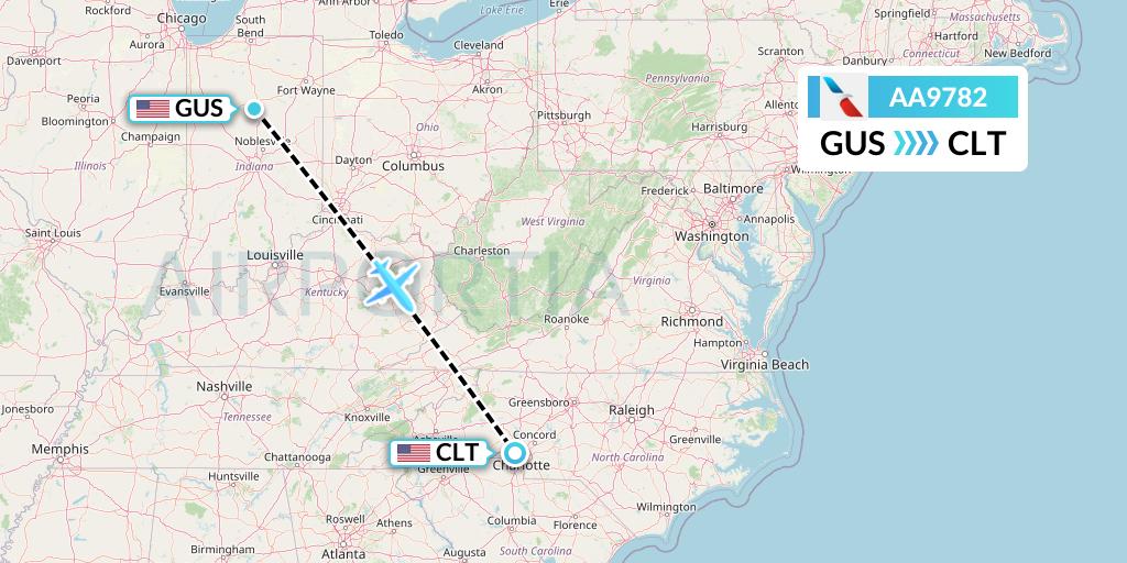 AA9782 American Airlines Flight Map: Peru to Charlotte