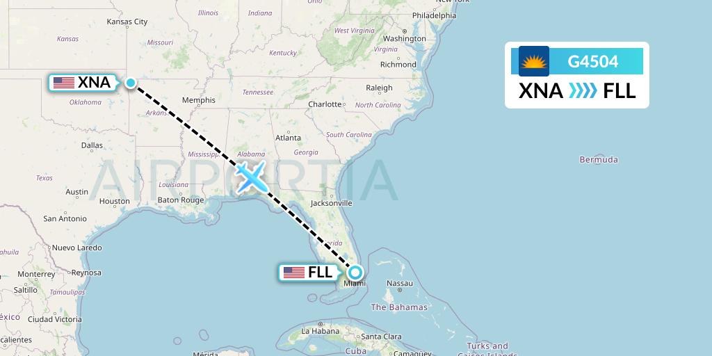G4504 Allegiant Air Flight Map: Bentonville to Fort Lauderdale