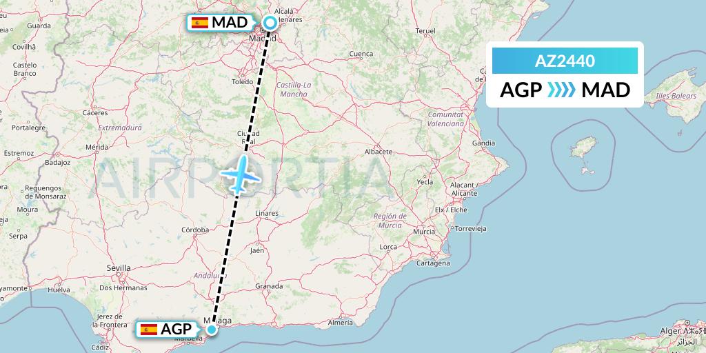 AZ2440 ITA Airways Flight Map: Malaga to Madrid