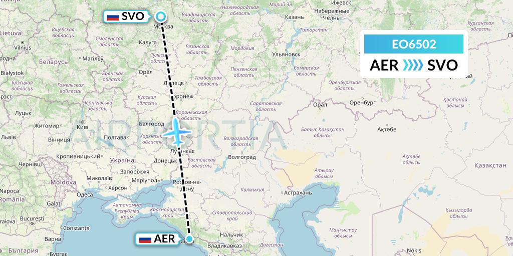 EO6502 Pegas Fly Flight Map: Sochi to Moscow