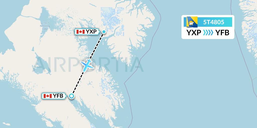 5T4805 Canadian North Flight Map: Pangnirtung to Iqaluit