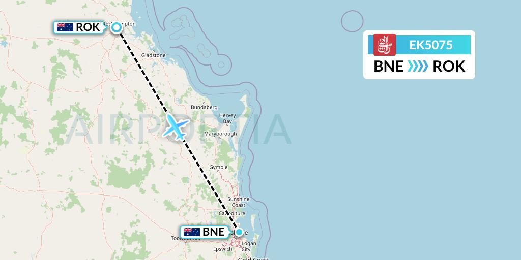 EK5075 Emirates Flight Map: Brisbane to Rockhampton