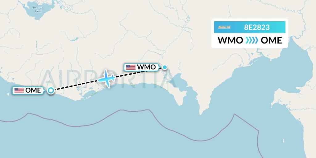 8E2823 Bering Air Flight Map: White Mountain to Nome