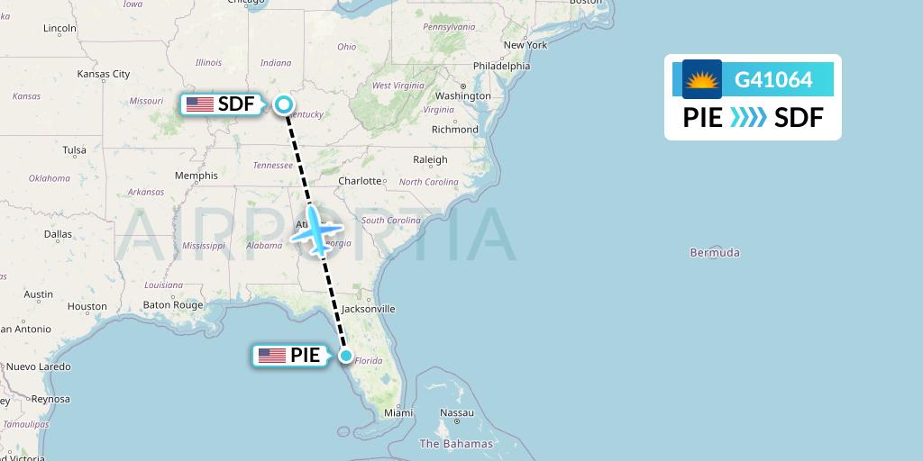 G41064 Allegiant Air Flight Map: St. Petersburg to Louisville