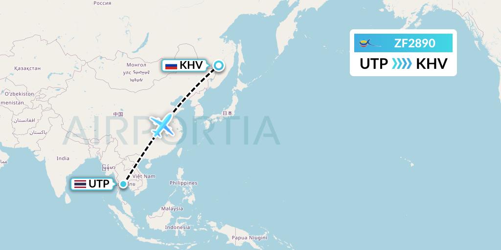 ZF2890 Azur Air Flight Map: Rayong to Khabarovsk