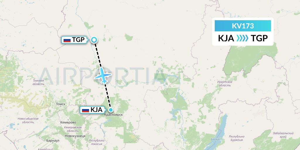 KV173 KrasAvia Flight Map: Krasnoyarsk to Bor