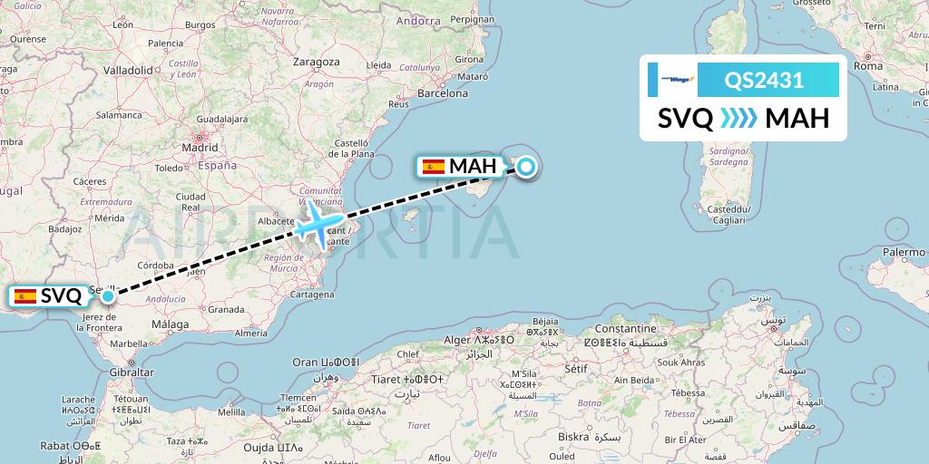 QS2431 Flight Status Smartwings Seville to Mahon (TVS2431)