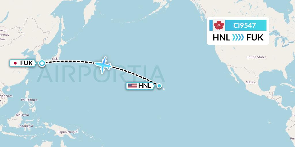 CI9547 China Airlines Flight Map: Honolulu to Fukuoka
