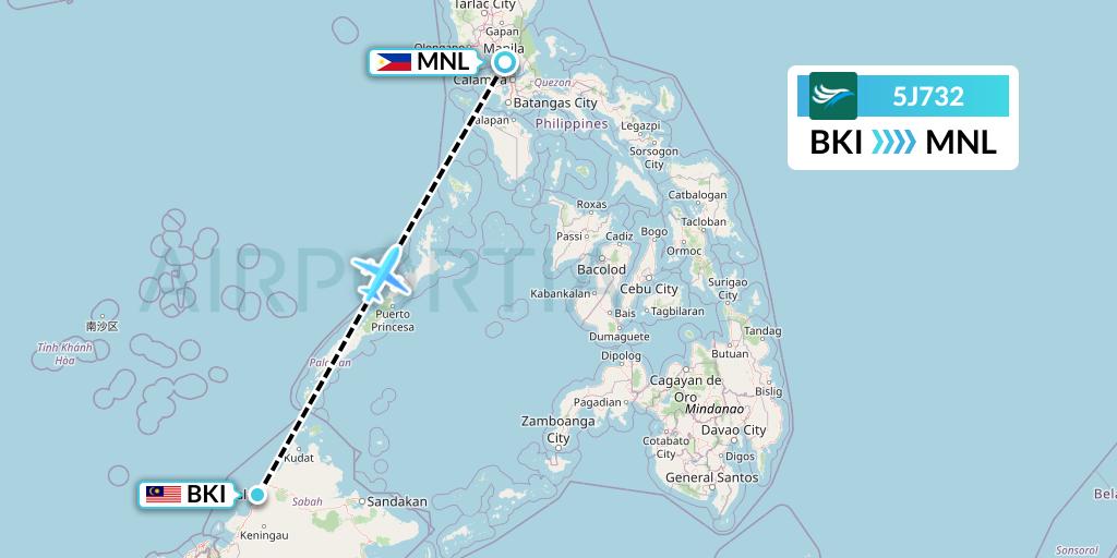 5J732 Flight Status CEBU Pacific Air Kota Kinabalu to Manila (CEB732)