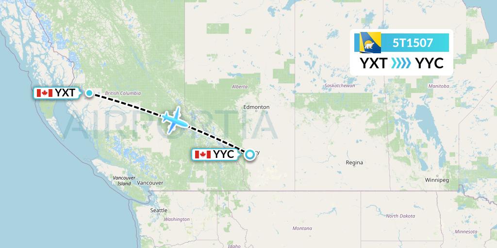 5T1507 Canadian North Flight Map: Terrace to Calgary