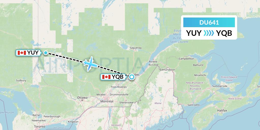 DU641 Sky Jet M.g. Inc Flight Map: Rouyn to Quebec