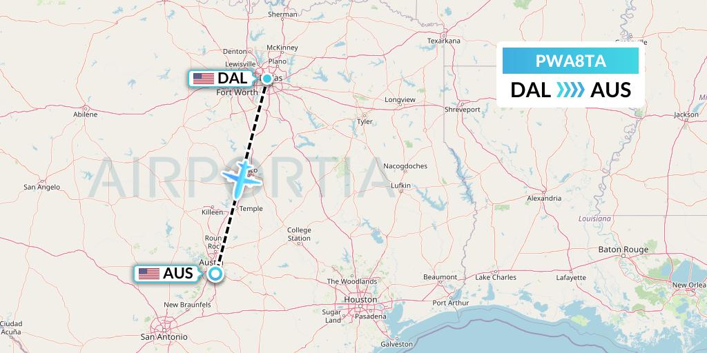 PWA8TA Priester Aviation Flight Map: Dallas to Austin
