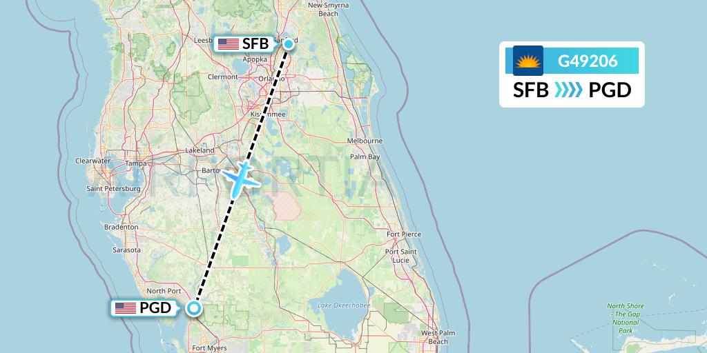 G49206 Allegiant Air Flight Map: Orlando to Punta Gorda