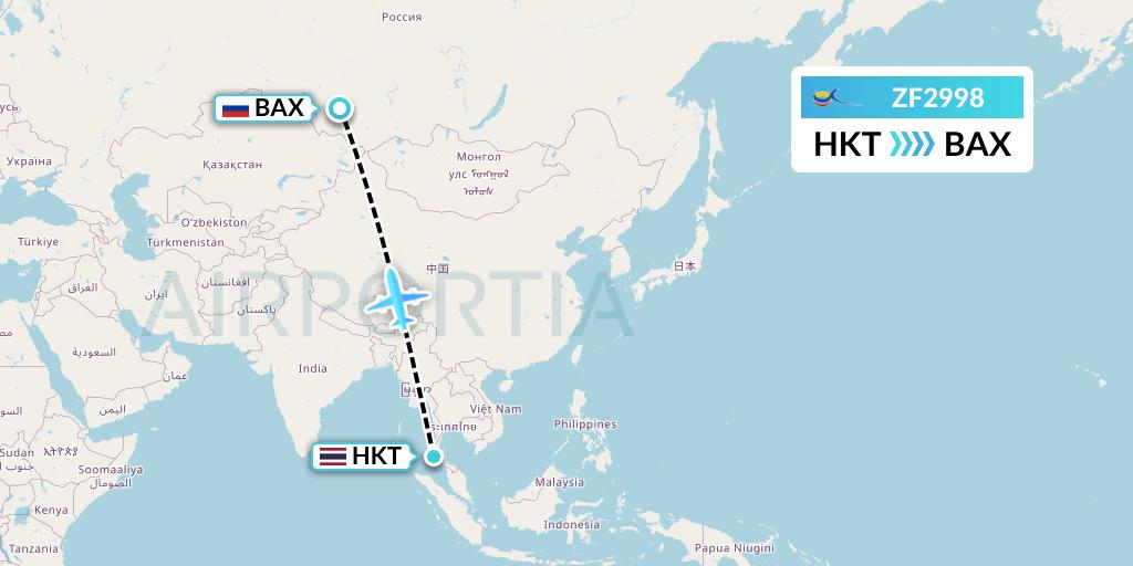 ZF2998 Azur Air Flight Map: Phuket to Barnaul