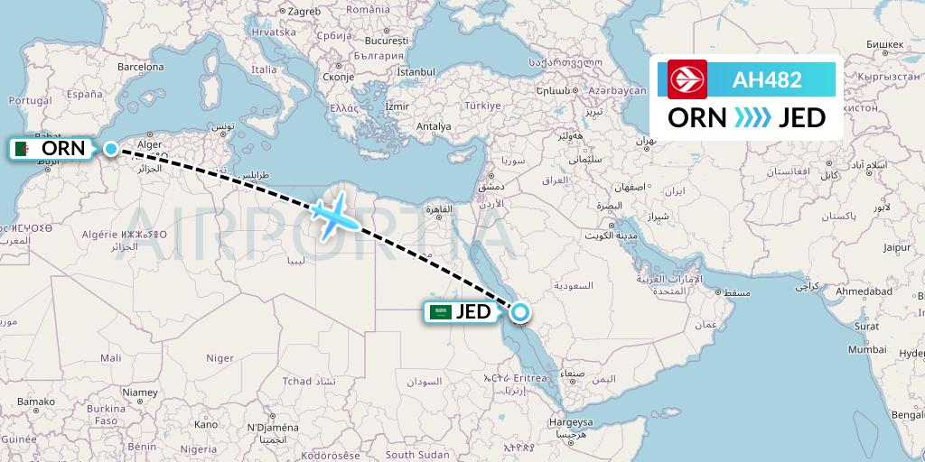 AH482 Air Algerie Flight Map: Oran to Jeddah