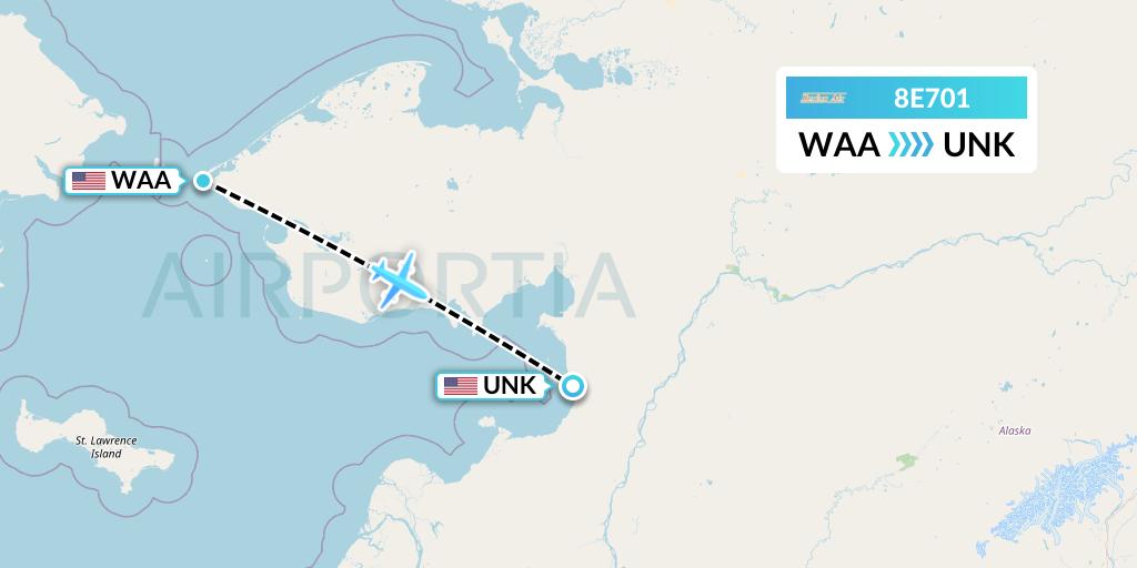 8E701 Bering Air Flight Map: Wales to Unalakleet