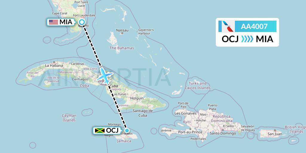 AA4007 American Airlines Flight Map: Ocho Rios to Miami