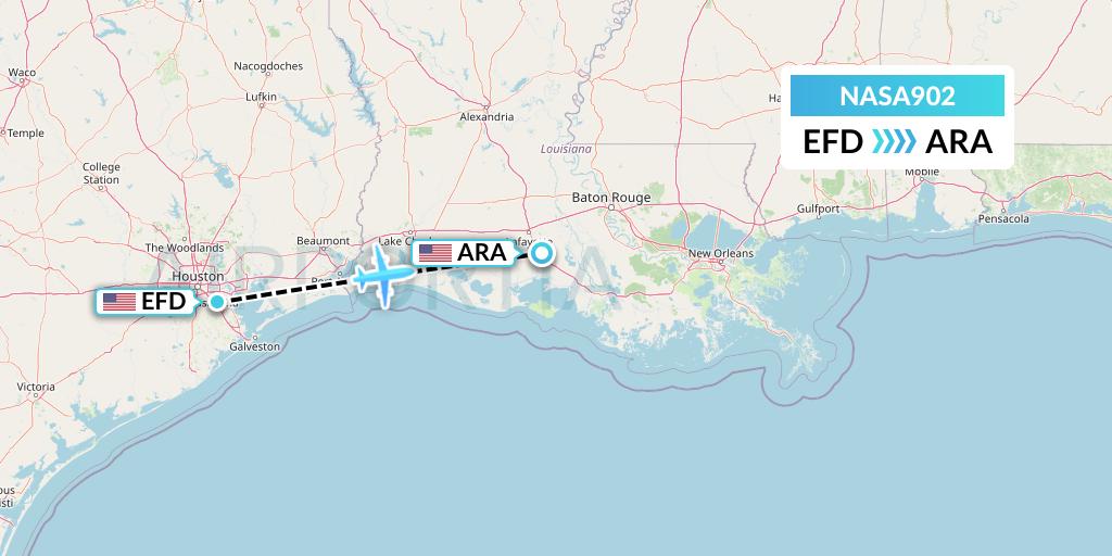 NASA902 Nasair Flight Map: Houston to New Iberia