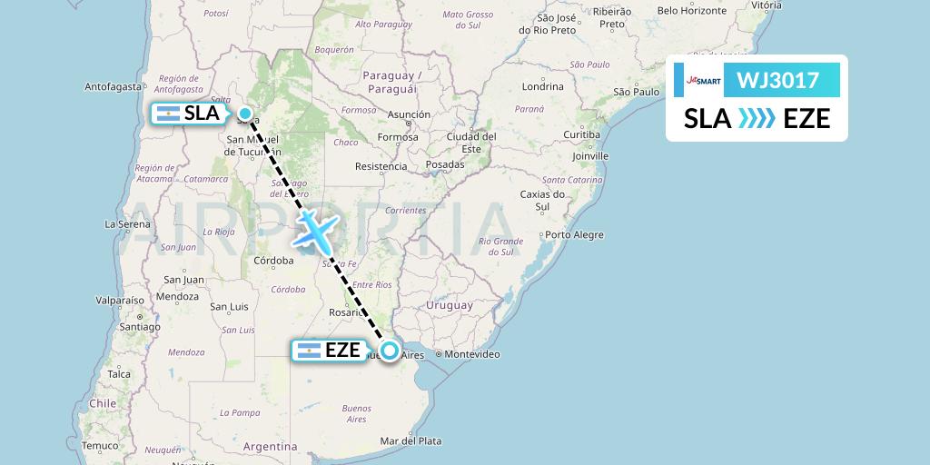 WJ3017 Jetsmart Airlines Flight Map: Salta to Buenos Aires