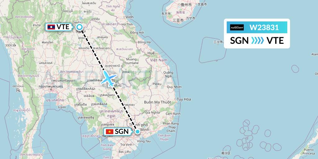 W23831 Flex Flight Flight Map: Ho Chi Minh City to Vientiane