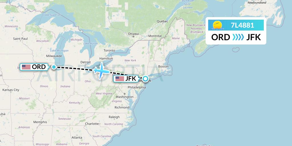 7L4881 Silk Way West Airlines Flight Map: Chicago to New York