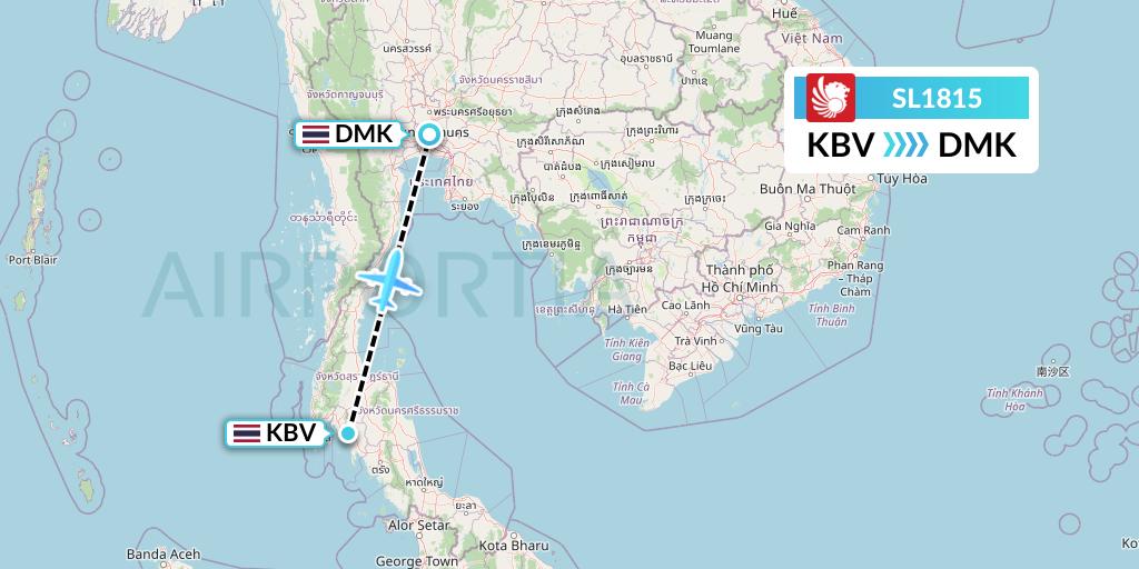 SL1815 Thai Lion Air Flight Map: Krabi to Bangkok