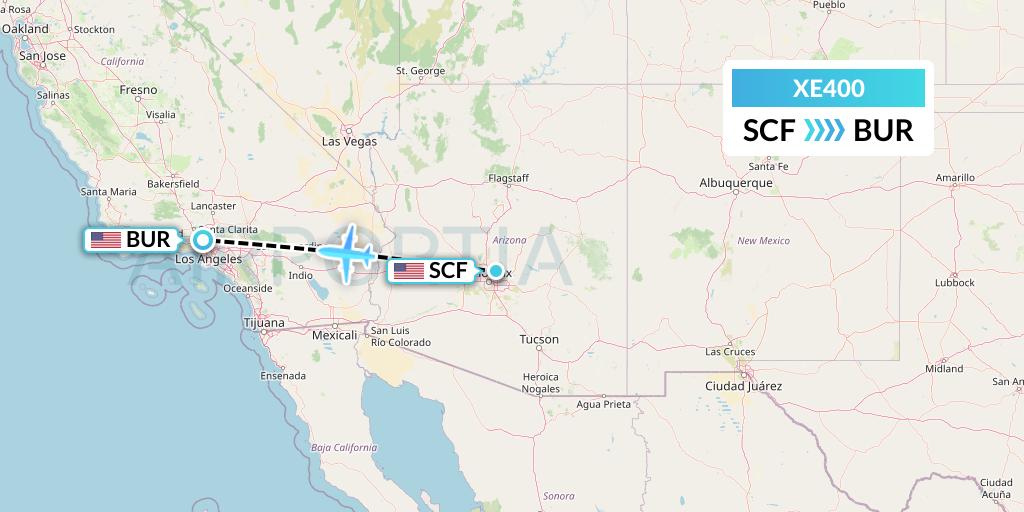 XE400 Jsx Flight Map: Scottsdale to Burbank