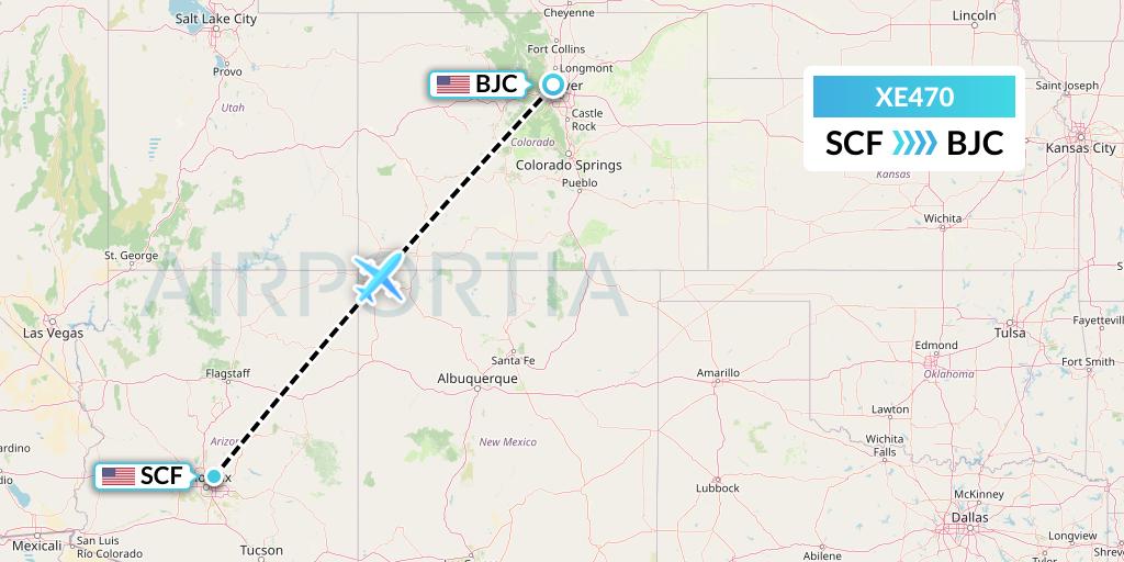 XE470 Jsx Flight Map: Scottsdale to Denver