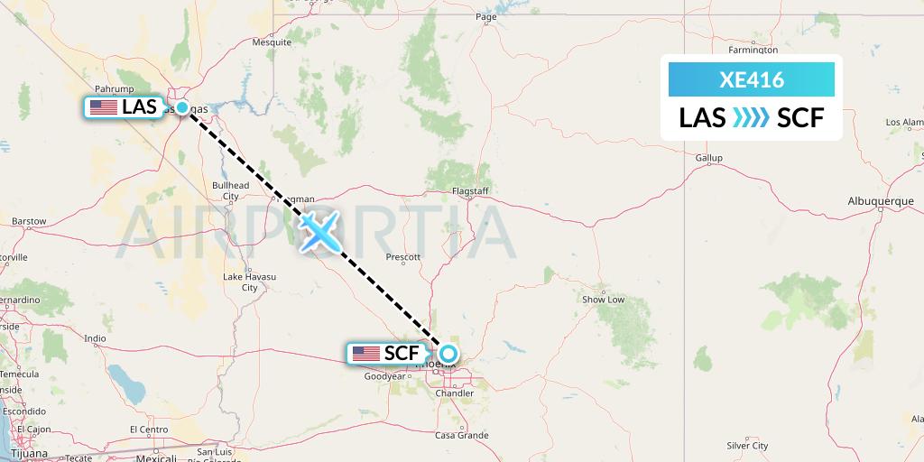 XE416 Jsx Flight Map: Las Vegas to Scottsdale