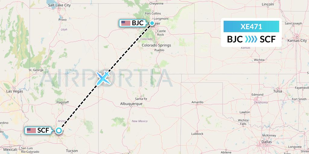 XE471 Jsx Flight Map: Denver to Scottsdale