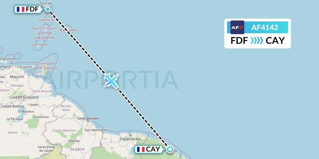 AF4142 Flight Status Air France FortdeFrance to Cayenne (AFR4142)