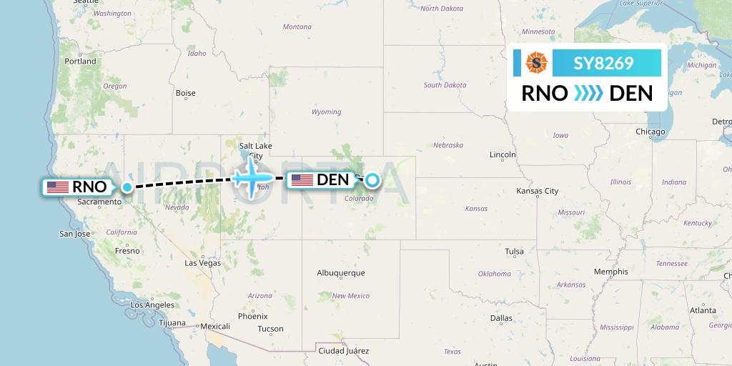 SY8269 Sun Country Airlines Flight Map: Reno to Denver