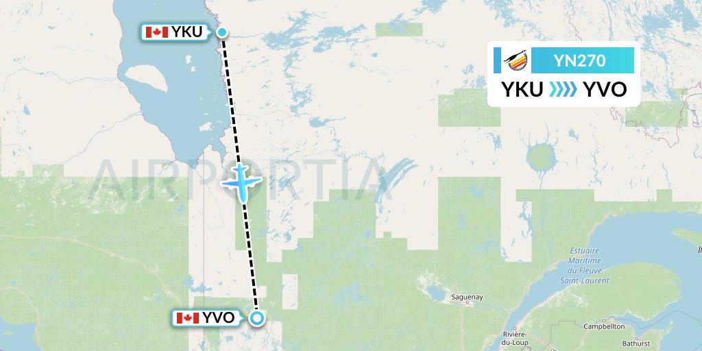 YN270 Air Creebec Flight Map: Chisasibi to Val-d'Or