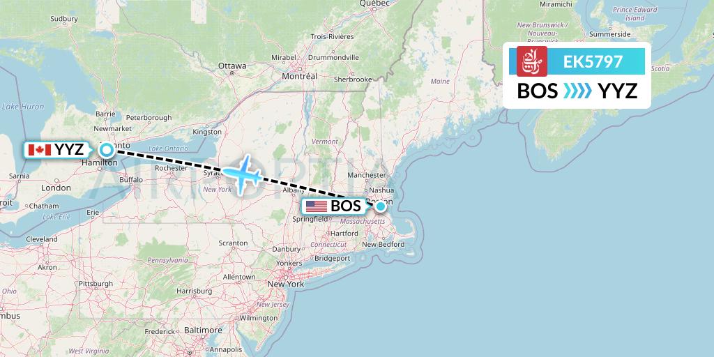 EK5797 Flight Status Emirates Boston to Toronto (UAE5797)