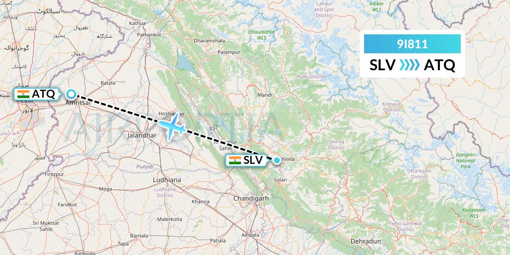 9I811 Air India Regional Flight Map: India to Amritsar