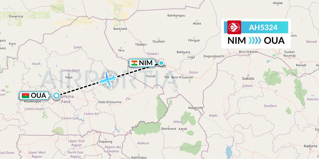 AH5324 Air Algérie Flight Map: Niamey to Ouagadougou