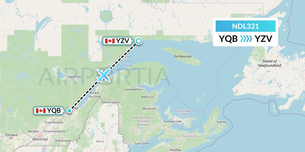 NDL321 Chrono Aviation Flight Map: Quebec to Sept-Iles