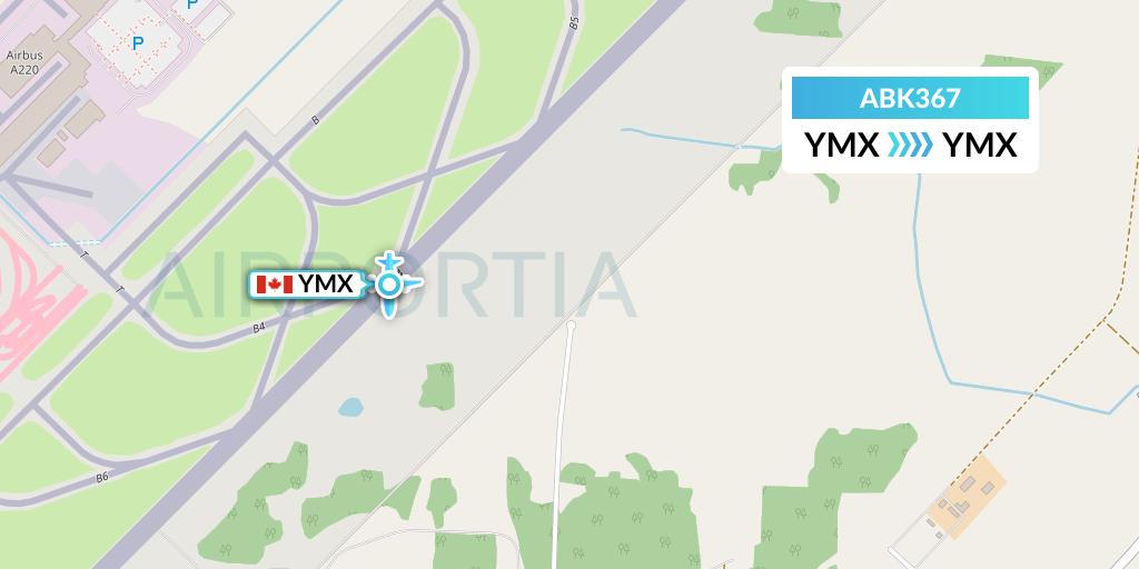 ABK367 Alberta Citylink Flight Map: Montreal to Montreal