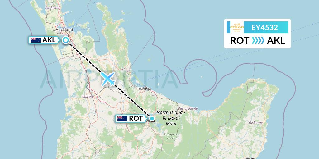 EY4532 Etihad Airways Flight Map: Rotorua to Auckland