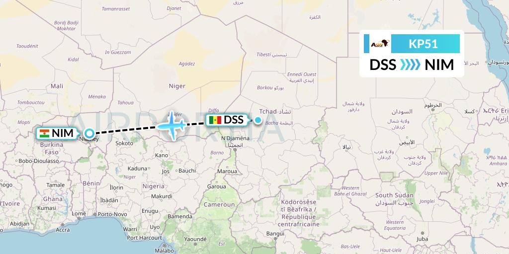 KP51 ASKY Flight Map: Dakar to Niamey