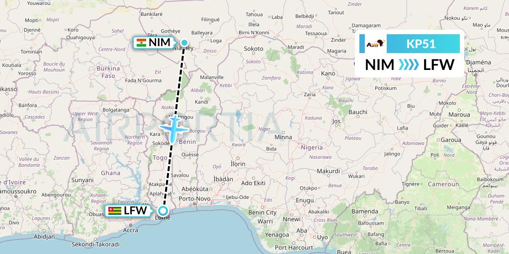 KP51 ASKY Flight Map: Niamey to Lome