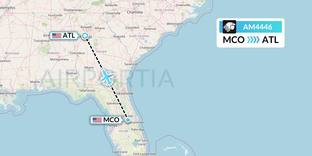 AM4446 Aeromexico Flight Map: Orlando to Atlanta