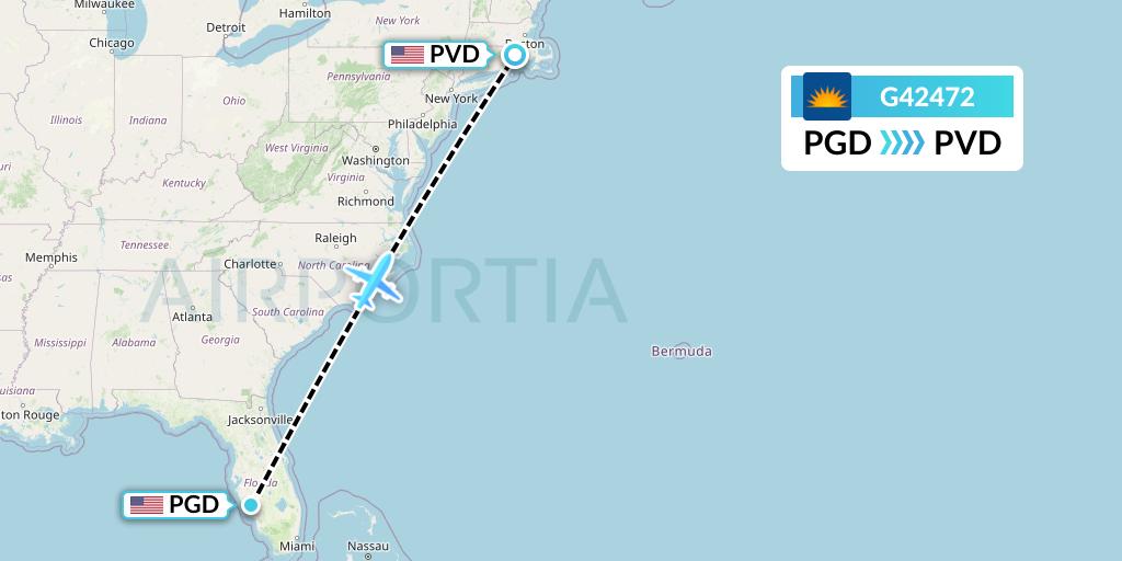 G42472 Allegiant Air Flight Map: Punta Gorda to Providence