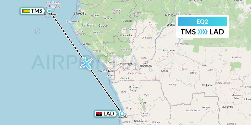 EQ2 Flight Status Fly Angola Sao Tome to Luanda